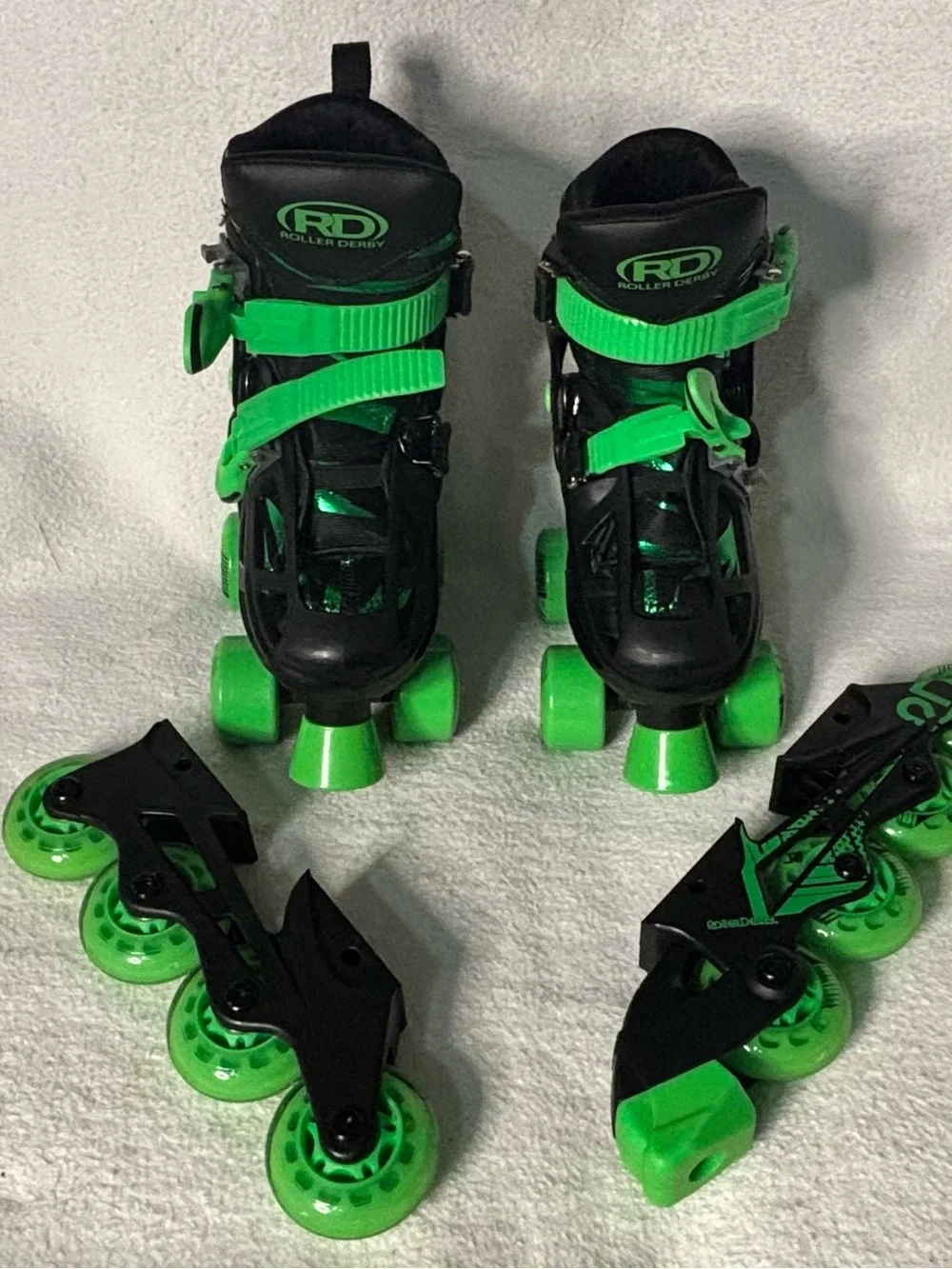 Roller Derby Kids Quad Roller Skates - Black with Green Accents